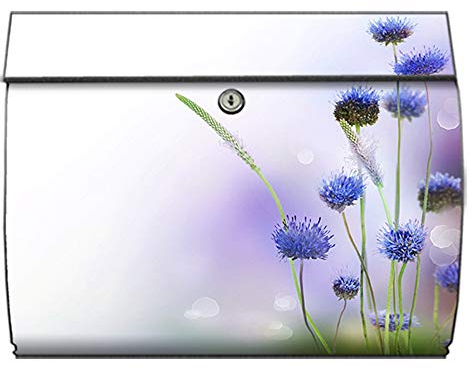 motivX-Ideenwerkstatt Briefkasten Swing Wandbriefkasten mit Motiv Blaue Blumen