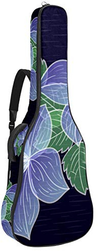 Gitarrentasche mit Reißverschluss, wasserdicht, weich, für Bassgitarre, Akustik- und klassische Folk-Gitarre, handgezeichnete lila Blume