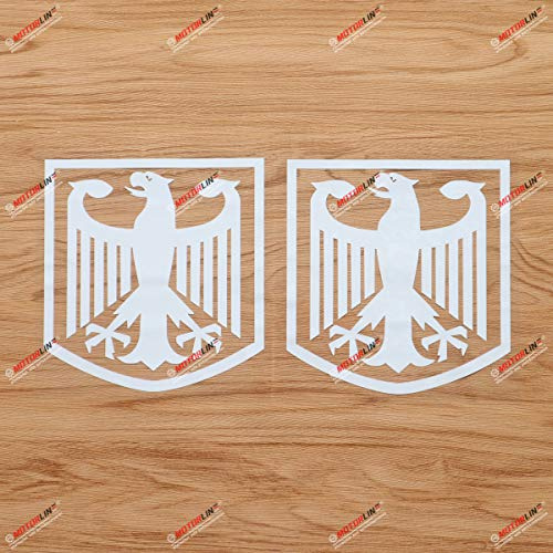 Deutsches Wappen Adler Deutschland Aufkleber Vinyl Sticker - 2er-Pack Weiß, 15,2 cm - Gerahmt Ohne Hintergrund für Auto Boot Laptop