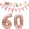Luftballons 60.geburtstag deko frauen rosegold+Happy Birthday Girlande +Wimpelkette 40Zahlen Ballon 60 Luftballons 60 Jahre Geburtstag Dekoration frau Geburtstagdeko 60 Geburtstag deko rosegold(60)