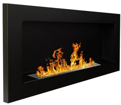 Decorspace - Chimenea de bioetanol empotrable de acero negro de 2,5 kW, decoración moderna (90 cm)