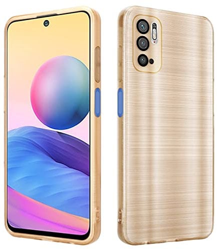 Cadorabo Hülle kompatibel mit Xiaomi RedMi Note 10 5G Poco M3 PRO 5G Schutzhülle TPU Silikon Case Brushed Design mit Kameraschutz Slim Case Hülle für Xiaomi RedMi Note 10 5G Poco M3 PRO 5G in Gold