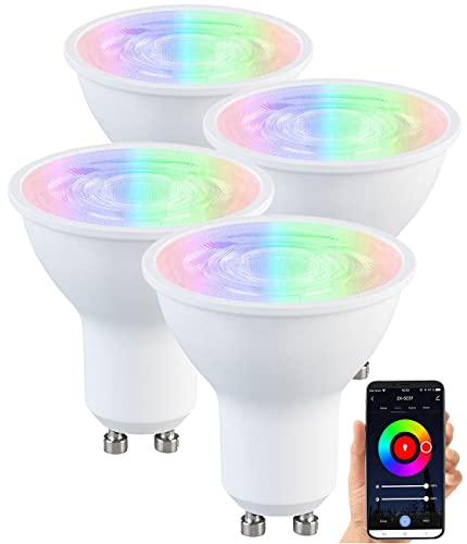 Luminea Home Control GU10 LED kaltweiß: 4er-Set LED-Spots GU10, RGB-CCT, 4,8 W (ersetzt 35 W), für ZigBee (LED dimmbar warmweiß, Spotleuchte)