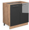 Vicco Spülenunterschrank Fame-Line, Anthrazit Hochglanz/Goldkraft Eiche, 80 cm mit Regal, ohne Arbeitsplatte