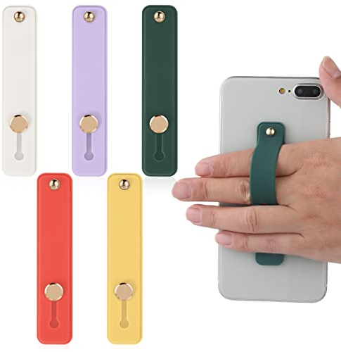Cobee Soporte de Dedo para teléfono, 5 Correas de Agarre para teléfono, Correa de Dedo de Silicona, Agarre para teléfono Celular, Soporte de Dedo Universal para la mayoría de teléfonos Inteligentes