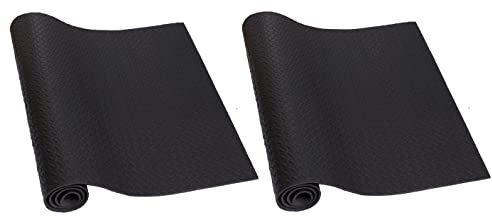 HD Fitness 2er-Set EVA Unterlegmatte für Fitnessgeräte rutschfest und schalldämmend mit Bändern | SCHWARZ 200 x 100 cm, Stärke 0.7 cm
