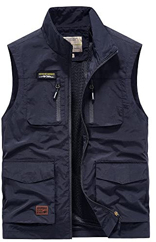 MeiLayM Gilet d'Extérieur Multifonctionnel pour Homme avec Multi-Poches - Veste Légère Respirante à Séchage Rapide pour Pêche, Camping, Randonnée et Photographie en Plein Air