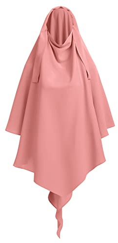 OBEEII Khimar-Hijab für Damen, Hijab Zum Überziehen mit hohem Jilbab für muslimische Dubai Naher Osten Damen Muslim Premium Chiffon Kopftuch Schal Rosa Einheitsgröße