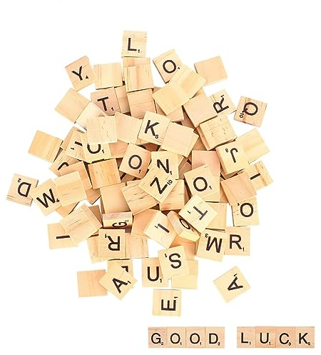 moinkerin 200 Stücke Holzbuchstaben Buchstaben Holz Alphabet Fliesen Buchstaben Spiel für Kindererziehung, Kinderspielzeug, Kunsthandwerk DIY