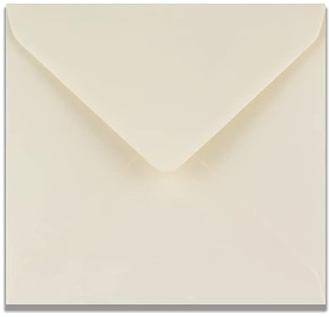 25 Briefumschläge aus Papier, elfenbeinfarben, glatte Oberfläche, für Einladungen, Hochzeit, 155 x 155 mm.