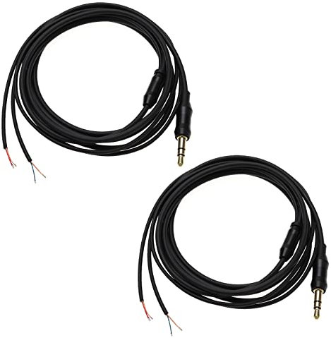 2 Pièces 3.5mm Câble de Réparation Casque 3.5mm Prise Jack Connecteur Câble Audio Accessoires Électriques pour Équipement Audio TPE, Noir
