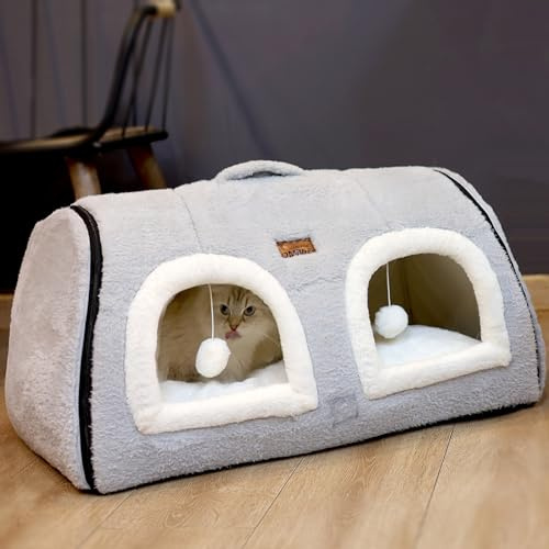 OMIVIER Lit pour chat d'intérieur, niche pliable pour chat, fond antidérapant et résistant à l'eau, maison pour chats d'intérieur ou petits chiens, tente pour chaton, lit pour lapin, lits et meubles