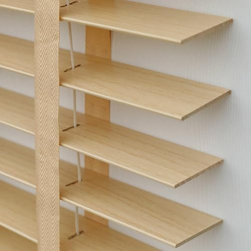Pxzybd Venetian Blinds 50cm 60cm 70cm 80cm 90cm 100cm 110cm 120cm,Solid Wood Venetian Shades 50mm Slats,Blackout Horizontal Shutters,Wooden Blinds for Windows,Privacy Curtains,W×H-60x91cm/23.5x36in