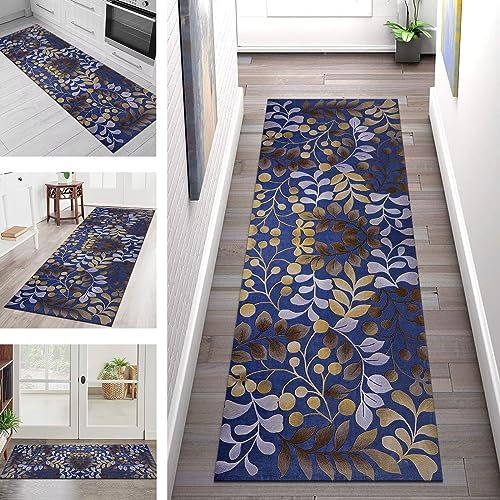 Teppich Läufer Lang Flur Küche rutschfest waschbar Korridor Tepiche Küchenläufer 80X250CM Blumen 3D Teppichläufer Matte Meterware Kücheteppich für Schlafzimmer Wohnzimmer Flurmatten Breit 40-120cm