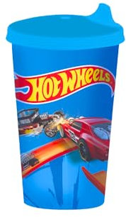 Bicchiere Macchine con Tappo Beccuccio in Plastica Rigida Lavabile e adatto al Microonde, Cup 430ml perfetta Idea Regalo Gadget Compleanno Bambini - BPA-free