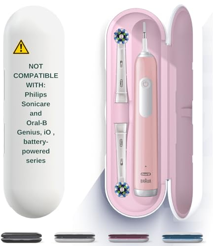 Elektrisk tandborste resefodral kompatibel med Oral-B Pro 1000, 1500, 2000, 3000, elektrisk tandborste med ytterväska, magnetiskt lås, reseväskhållare för elektrisk tandborste (Rosa ohne Tasche)