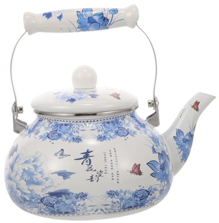 PRETYZOOM Topf Aus Emaille Restaurant- Vintage Wasserkocher Aus Emaille Mini-teekessel Emaille Kaffee Weihnachts- Pfeifende Kaffeekanne Roter Teekessel Heizung Öffne Den Topf