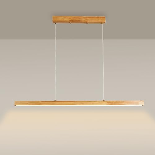 Lampada a sospensione a LED minimalista in legno, lampadario lineare, lampada da cucina isola, lampada da soffitto sospesa a lunga striscia, lampadari in legno per sala da pranzo, ufficio, camera da