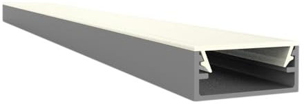 LED-Gigant flaches Aluminium Profil N1 2 meter incl Opale abdeckung für Strips/Streifen bis 16mm breite 2000mm