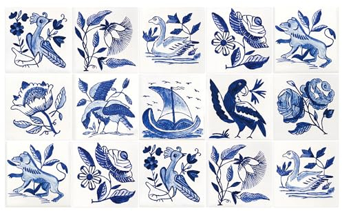 Ulticool – Sticker Wasserdicht Aufkleber Fliesen - Segelboot Roos Vogel - 15x15 cm - 15 Stück Selbstklebende Fliesenaufkleber aus Folie - für Wand Badezimmer - Küchenwand Küche - Sticky Tiles