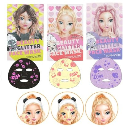 Depesche TOPModel Tuchmaske Gesichtsmaske Glitzer BEAUTY and ME- Lieferumfang 1 Stück von3