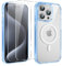 Yoedge Magnetica Cover per iPhone 15 Pro Max 6.7'' [Compatibile con MagSafe], Trasparente Custodia con 2 Pellicola Vetro Temperato Protettiva, TPU Antiurto Bumper Case per iPhone 15 Pro Max,blu
