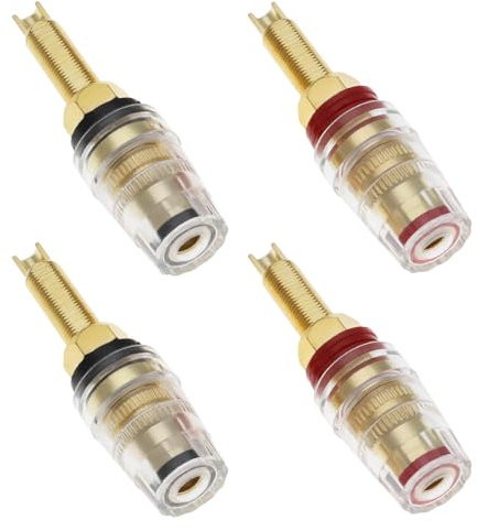ECSiNG 4Pcs Brass Crystal Long M8 Binding Post Heavy Duty Gold Plated Banana Jacks Insulated Binding Post for Speaker Amplifier Terminal Connector