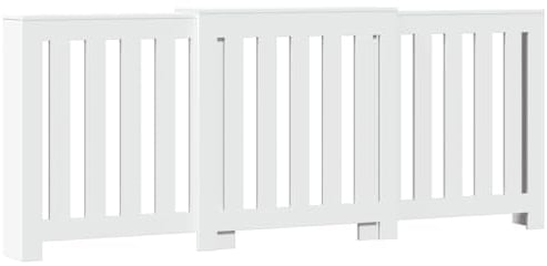 vidaXL Heizkörperverkleidung, Heizungsverkleidung Modernes Latten-Design, Heizkörperabdeckung für Wohnzimmer, Heizungsabdeckung, Weiß 205x21,5x83,5cm Holzwerkstoff