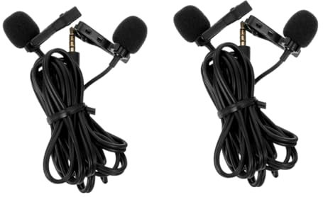 VICASKY 2pcs Wireless Lapel Microphone Clip Portable Lavalier Mic for Recording Phone Tablet High Sensitivity Clip Microphone for Live Streaming