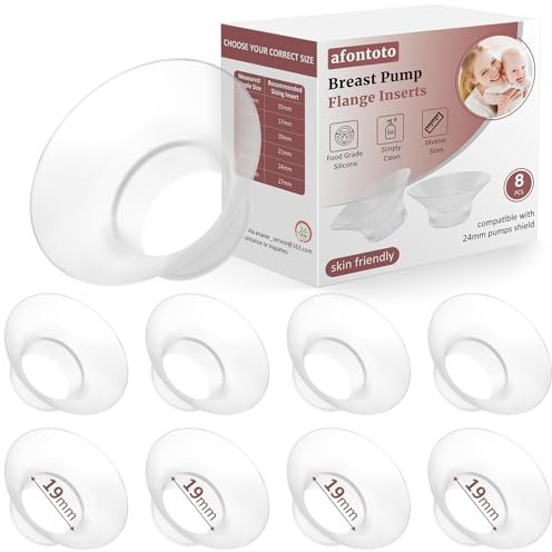19mm Flange Inserts Compatible with Momcozy M5/M9/S12 Pro/V1 Pro Wearable Breast Pump, Softer Silicone Flange Insert Kit for 24mm Shield of Most Pumps, Same as Original Mom Cozy Replacement Pump Parts