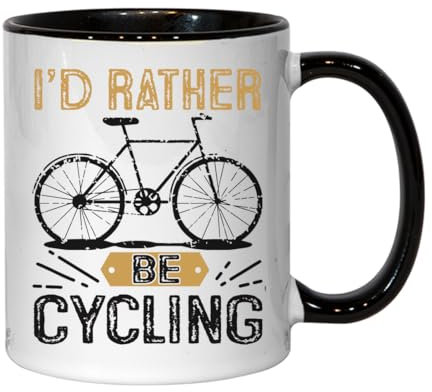 Atspauda I'd Rather Be Cycling Ceramic Tea Coffee Mug Black