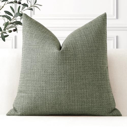 Artscope 1er Set Kissenbezug Einfarbig Wurfkissenbezug Leinen Kissenbezüge 60x60cm Moderne Dekokissen Kissenhülle Set Kissen Fall für Sofa Schlafzimmer Zuhause Dekor, Graugrün