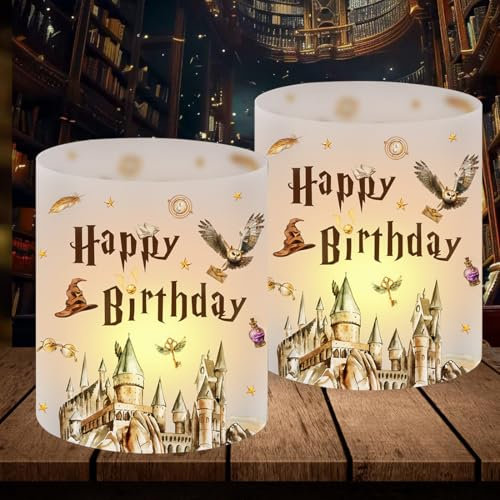 12 Windlicht Tischdeko Geburtstag, Happy Birthday Windlichter, Wizard Geburtstag Deko, Windlicht Kindergeburtstag, Magischer Wizard Party, Geeignet für Teelichter oder Kerzen