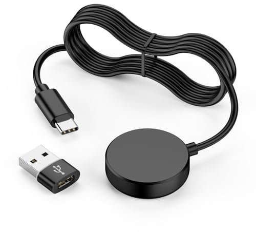 Caricatore per Samsung Galaxy Watch 7 / Ultra / 6/6 Classic / 5/5 Pro / 4/4 Classic / 3 / FE/Watch Active 2 / Active, Cavo di Ricarica USB C per Samsung Orologio con Spina Adattatore USB, Nero