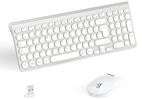 LeadsaiL Ensemble Clavier Souris sans Fil, Ergonomique Clavier de Souris, France AZERTY, 2,4 GHz avec Récepteur USB, 12 Raccourcis Multimédia pour Ordinateur, PC, Ordinateur Portable