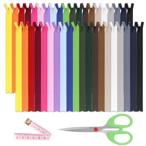 Tanstic 20Pcs 20 Colors Nylon Invisible Zippers Hidden Zipper Nylon Coil Zippers for Sewing Clothes Crafts (10 colors, 30CM)
