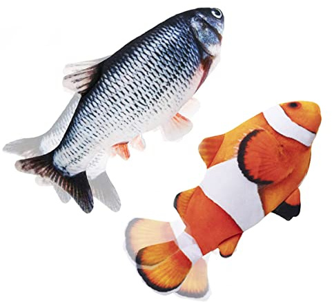 Nepfaivy Floppy Fish Cat Toy for Indoor Cats adult, Interactive Catnip Toys | 11 Realistic Plush Simulation Moving Fish Cat Toy, Washable, Perfect for Kittens to Bite, Chew and Kick, 2 Pack