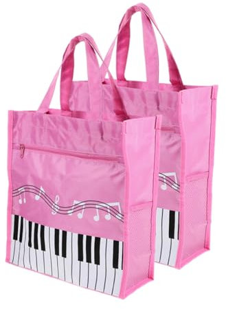 NULYLU 2pcs Chic Musical Note Bag Double Book Storage Bag Music Book for Girl Women