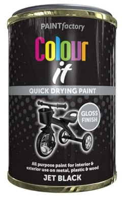 PEBBLE HUG Jet Black Gloss Paint, Quick-Drying Formula, DIY Project, Durable & Long-Lasting, Suitable For Wood, Metal, Plastic, doors, Interior And Exterior Use, 300ml, (1 Pcs)