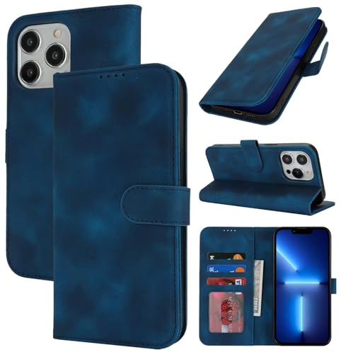 Zouzt Wallet Case for iPhone 13 Pro Max/12 Pro Max, with Card Holder, Blue | Premium PU Leather, Shockproof TPU Shell, Magnetic Closure, Feels Good in The Hand, Anti-Fingerprint, Flip Folio Phone Cover