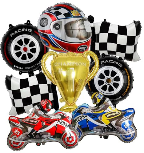 KOBOKO Auto Geburtstagsdeko Jungen, 8 Stk auto deko Motorrad Folienballons, Cars Geburtstagsdeko kinder Motorrad Luftballons, Luftballon Auto Geburtstag Deko für Kindergeburtstag Auto Thema Party Deko