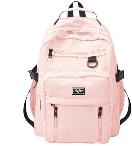 Clufar Schulrucksack Teenager Mädchen Rosa Wasserdicht Causal Laptop Rucksack Damen Schulranzen Mädchen 5.klasse Schultasche Backpack School Bag Daypack für College Travel Reisen,Pink