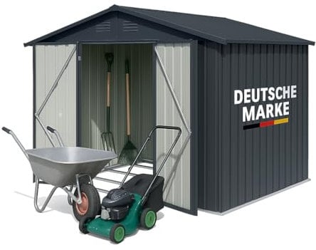 Albatros Profi Gerätehaus XL – verzinktes Metall in Anthrazit (RAL 7016) | 250x182x192cm, 8,5m³ | Inkl. Schloss & Werkzeughaken | wetterfester Geräteschuppen, Gartenschrank, Gartenhaus