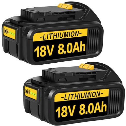 2PC 8.0Ah 18V/20V Replacement for Dewalt 18V Battery Compatible with Dewalt Battery DCB184 DCB200 DCB200-2 DCB201 DCB201-2 with LED Indicator Rechargeble