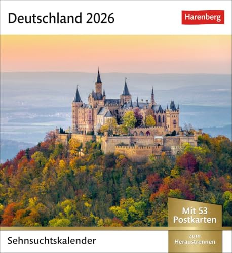 Sehnsuchtskalender Deutschland - Kalender 2026 - Harenberg-Verlag - Postkartenkalender mit 53 heraustrennbaren Postkarten - 16 cm x 17,5 cm