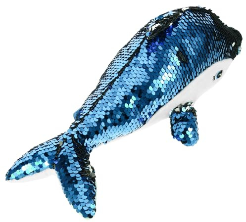 BESTonZON Plüsch Delfin Kuscheliger Sequin Delfin für Kinderzimmerdekoration Blau für Geburtstage Süßes Stofftier für Jungen und Mädchen