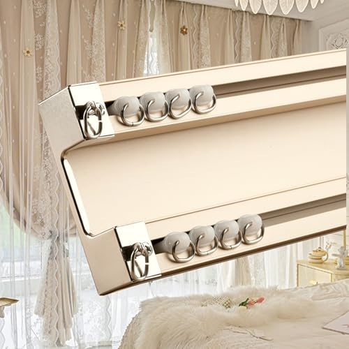 2-läufige Gardinenschiene Vorhangschiene Doppelläufig Deckenschiene for Wohnzimmer, Küche, Schlafzimmer Vorhänge,Raumteiler(Gold,150cm)