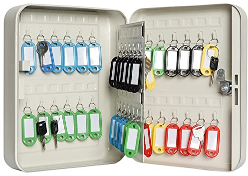 Schlüsselkasten zur Wandmontage, Stahlschrank mit 48 Haken, sicherer Schlüssel-Organizer für Zuhause, Büro, Garage und Hotel, inklusive Etiketten zur einfachen Identifizierung