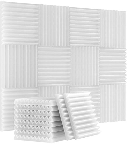 INMOZATA 36 Pack Acoustic Wall Panels, Sound Proofing Panels, 2.5 X 30 X 30 CM High Density Acoustic Panels Foam Panels with Fireproof for Recording Studio, Home Offices, White