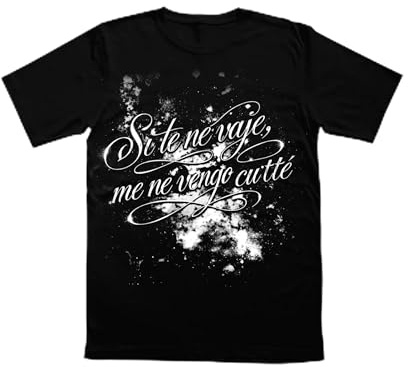 GEOLIER Official T-Shirt Stelle – Maglia Nera Unisex “Si Te ne vaje Me ne Veng’ cu’ Te” – 100% Cotone 180 g/m², Logo Retro (IT, Testo, XS, Regular, Regular)
